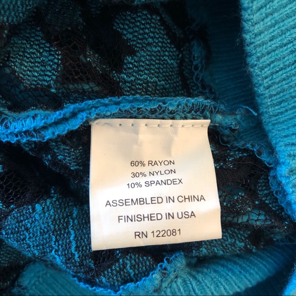 TATYANA short sleeve blue floral sweater with mesh - Picture 7 of 7